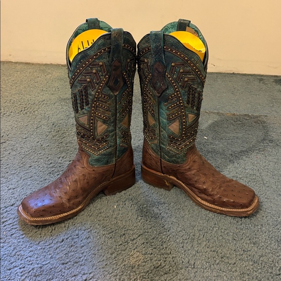 Corral Western boots. Teal and Brown with Copper detailing. Women’s size 8 M - Picture 3 of 9
